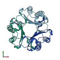 PDB entry 5bsc coloured by chain, front view.
