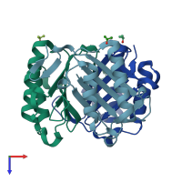 PDB entry 5bsc coloured by chain, top view.