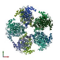 PDB entry 5bsh coloured by chain, front view.