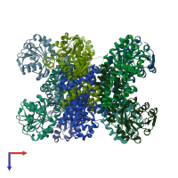 PDB entry 5bsh coloured by chain, top view.