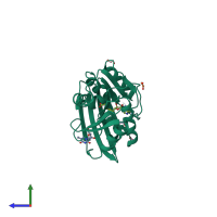 PDB entry 5bsz coloured by chain, side view.