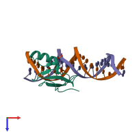 PDB entry 5bt2 coloured by chain, top view.