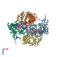 PDB entry 5bta coloured by chain, top view.