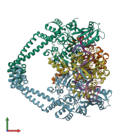 PDB entry 5btc coloured by chain, front view.
