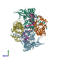 PDB entry 5btc coloured by chain, side view.