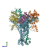 PDB entry 5btd coloured by chain, side view.