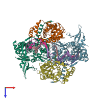 PDB entry 5bti coloured by chain, top view.