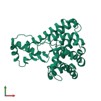 PDB entry 5bu1 coloured by chain, front view.