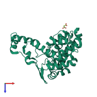 PDB entry 5bu1 coloured by chain, top view.