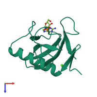 PDB entry 5bu4 coloured by chain, top view.