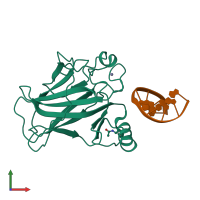 PDB entry 5bua coloured by chain, front view.