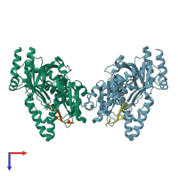 PDB entry 5bud coloured by chain, top view.