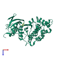PDB entry 5bui coloured by chain, top view.