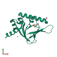 PDB entry 5bv6 coloured by chain, front view.