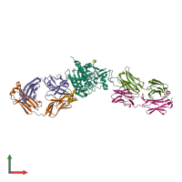 PDB entry 5bv7 coloured by chain, front view.