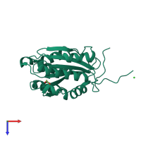 PDB entry 5bv8 coloured by chain, top view.