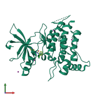 PDB entry 5bvk coloured by chain, front view.