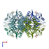 PDB entry 5bwg coloured by chain, top view.