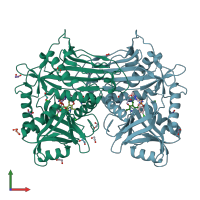 PDB entry 5bwv coloured by chain, front view.