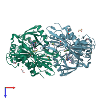 PDB entry 5bww coloured by chain, top view.