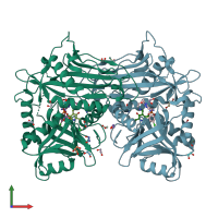 PDB entry 5bwx coloured by chain, front view.