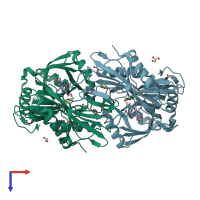 PDB entry 5bwx coloured by chain, top view.
