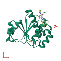 PDB entry 5bx1 coloured by chain, front view.