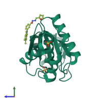 PDB entry 5bx1 coloured by chain, side view.