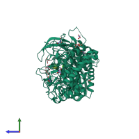 PDB entry 5bx5 coloured by chain, side view.
