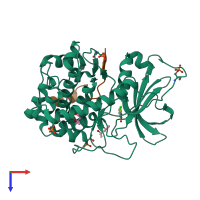 PDB entry 5bx6 coloured by chain, top view.