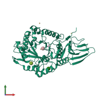 PDB entry 5bxa coloured by chain, front view.