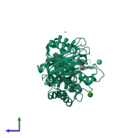 PDB entry 5bxa coloured by chain, side view.