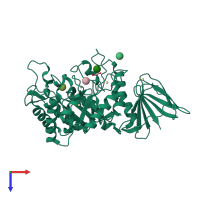 PDB entry 5bxa coloured by chain, top view.