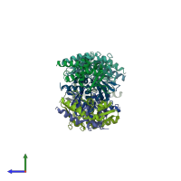 PDB entry 5bxb coloured by chain, side view.