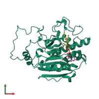 PDB entry 5bxc coloured by chain, front view.