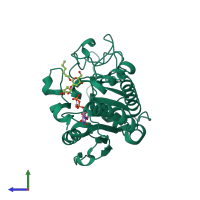 PDB entry 5bxc coloured by chain, side view.