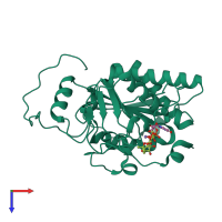 PDB entry 5bxc coloured by chain, top view.