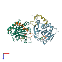 PDB entry 5bxv coloured by chain, top view.