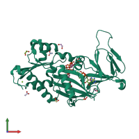 PDB entry 5byb coloured by chain, front view.