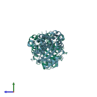 PDB entry 5byd coloured by chain, side view.