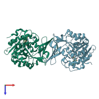 PDB entry 5byf coloured by chain, top view.