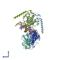 PDB entry 5byg coloured by chain, side view.