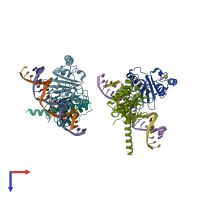 PDB entry 5byg coloured by chain, top view.