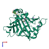 PDB entry 5byi coloured by chain, top view.