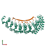 PDB entry 5bym coloured by chain, front view.