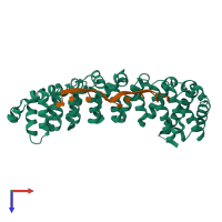 PDB entry 5bym coloured by chain, top view.