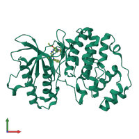 PDB entry 5byy coloured by chain, front view.