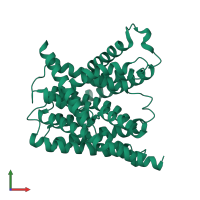 PDB entry 5bz2 coloured by chain, front view.