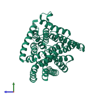 PDB entry 5bz2 coloured by chain, side view.