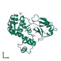 PDB entry 5bz6 coloured by chain, front view.